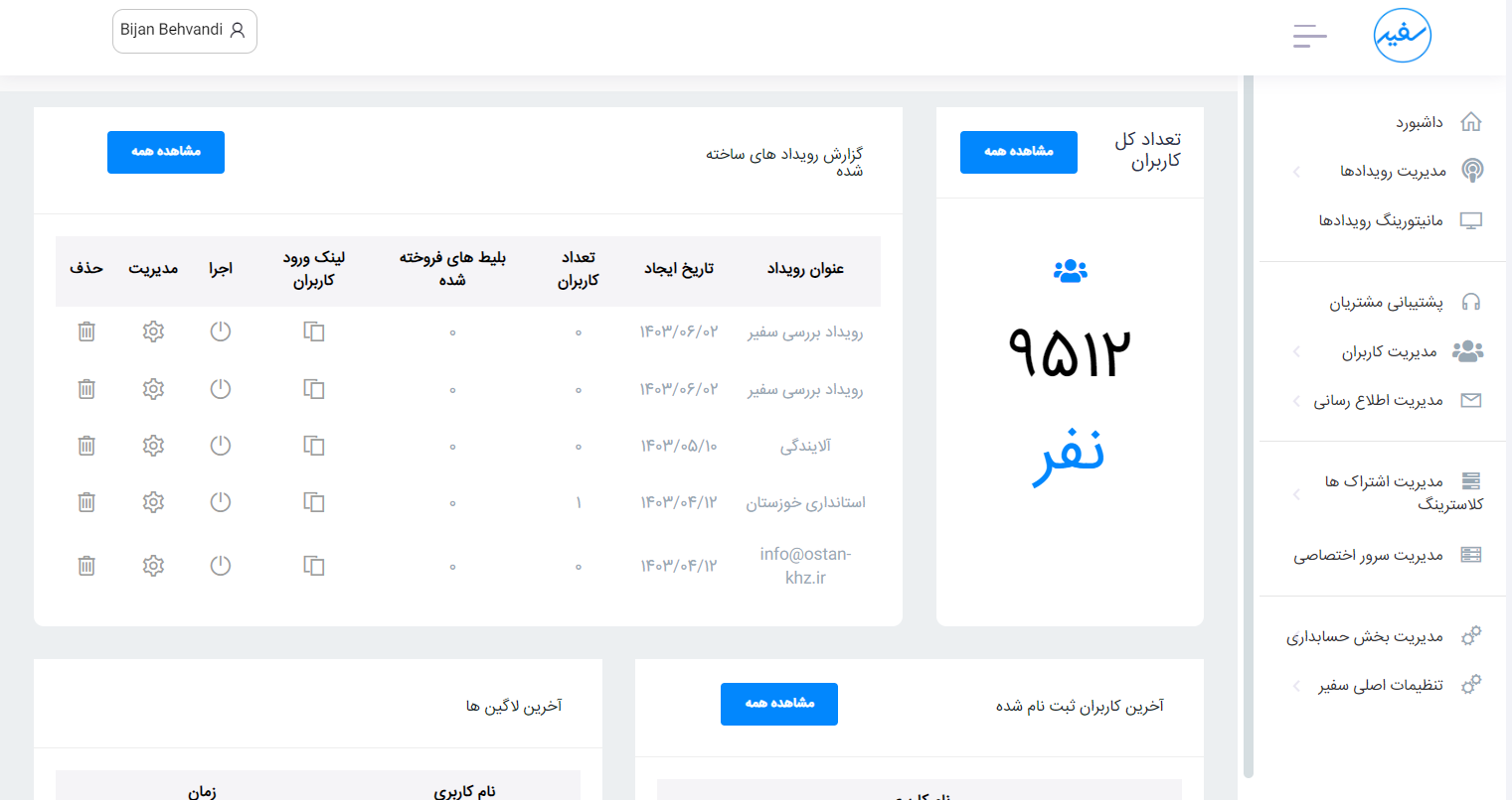 نمای ۲ از سفیر لایو؛ محیط واقعی وبکنفرانس سفیر